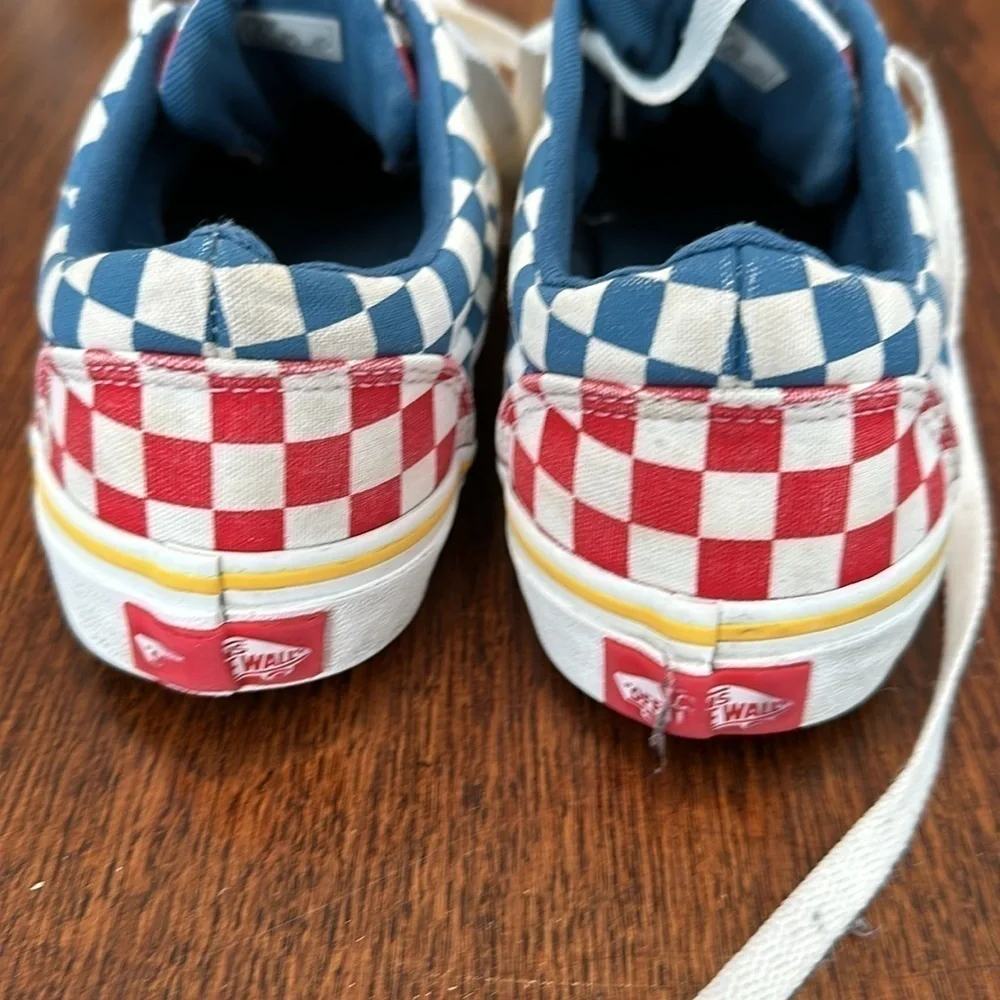 Vans, multicolor, checkerboard, skate shoes, sneakers size youth four